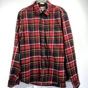 J. Crew Mid Weight Flannel Mens Medium M Red Plaid Colorful Classic Double Brush